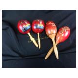 Two sets hand painted maracas