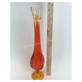Mid century tangerine swung glass vase