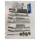 Ratchets with sockets, many sizes, impact driver