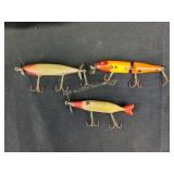 Vintage fishing lures including C. C. B. Co.