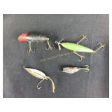 Vintage fishing lures including Ketch Em and