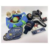 Golf club covers, plastic balks, bocce balls,