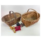 (2) vintage baskets - one with broken Reed, sock