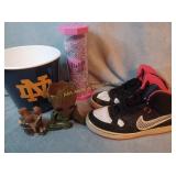 Notre Dame trash can, Find it game, Nike shoes