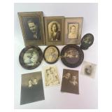 Antique photographs- some frames, some matted,