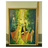 Large framed abstract textural art, large