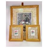 (1) large ornate framed floral print (36"x24"),