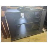 Samsung 46" TV with remote, small black cabinet