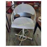 Mid century cream colored upholstered stool,