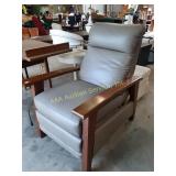 Craftsman  leather power recliner with wood arms,