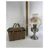 Hurricane style table lamp kerosene converted to
