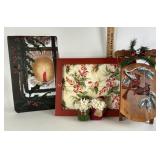 Christmas decor- tile and wood serving tray,