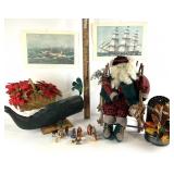 Hand painted Nativity set,  santa decor,