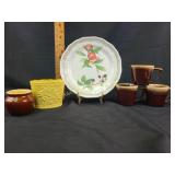 Vintage McCoy coffee cups x3, noritake plate,