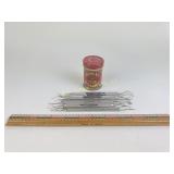 Royal Baking Powder tin, dental tools, ruler