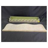 Carved wood wall shelf, worn Victorian marble