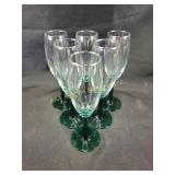 Green glass champagne glasses