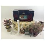 Jewelry box with broken glass and box with lid,