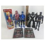Action figures, Spider-Man, black panther, etc