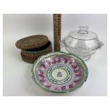 Native American pine needle basket, Victorian