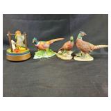 Pheasant figurines, wind up musical figurine