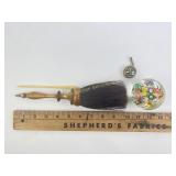 Millefiore paperweight, small compass, antique