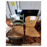 Vintage embroidered chair- 14.5" wide, 18.5" seat