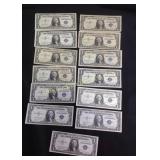 One Dollar Silver Certificates $13