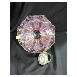 Pink carnival glass bowl, Wedgwood small covered