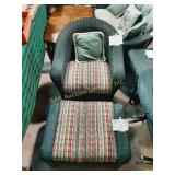 Green Wicker chair- 29" wide, 19" seat height.