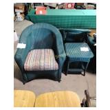 Green wicker rocking chair- 32" wide, 18" seat
