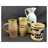 FOUR pieces of pottery one is Williamsburg, the