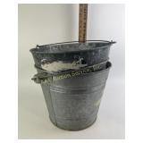 Galvanized buckets pair