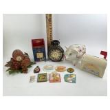 Coin banks- globe, van camps, wine barrels, mail