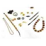 Costume jewelry- bracelets, wood necklace,