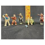 Metal miniatures- cowboys, native Americans,