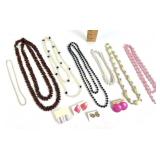 Costume jewelry- necklaces, earrings, wooden