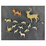 Metal miniatures- cows, dogs, deer, goat, etc