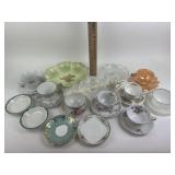 Porcelain cups & saucers, moonstone opalescent