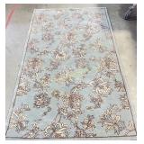 Blue and brown area rug 100% wool 5x8 few stains