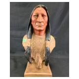 Native American bust, ceramic, signed "Dean T