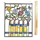 Floral stained glass window, 16"x18"