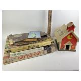 Vintage board games- scrabble, zoo parade, battle