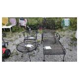 3 pc metal patio set, chair- 25" wide, 18"seat