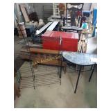 Metal entryway table with glass top-