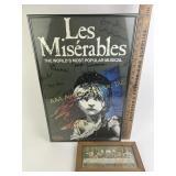 Framed Les Miserables theater poster, framed
