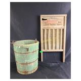 Rustic vintage bucket, vintage washboard