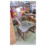 Vintage rustic wooden rocking chair 29" wide,