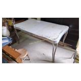 Mid century diner style metal dining table with