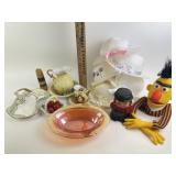 Vintage ladies hats, Nippon porcelain basket,